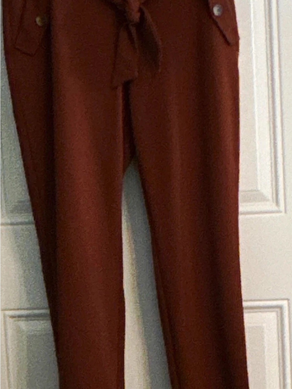 Soho Straight-Leg Tie-Waist Pants in Rust Brown